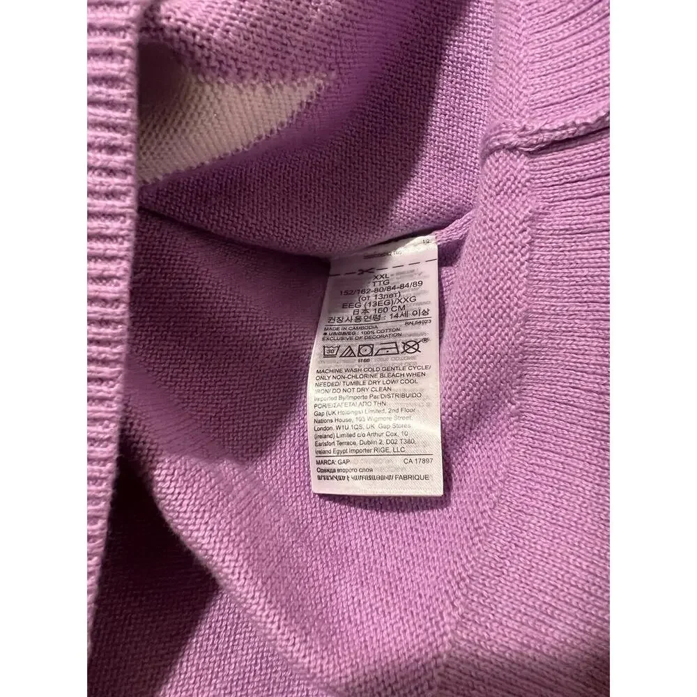 NWT❤️Gap Kids Relaxed purple star Cable-Knit Sweater szXXL(14-16)